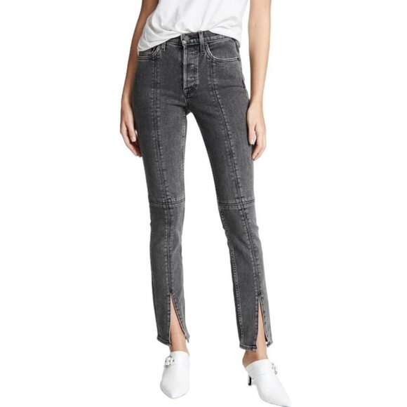 Cotton Citizen Vickie High-rise Split-leg Jeans In Light Grey size 25 - Picture 1 of 9